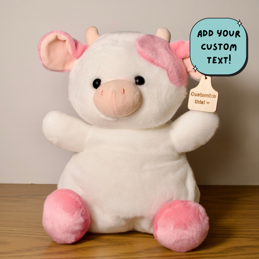Personalized Strawberry Sweetie Cow Plush With Cow Tag