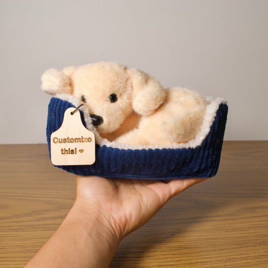 Personalized Snuggled Labrador Dog with bed