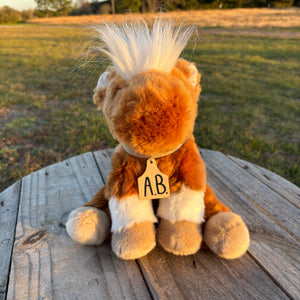 Personalized Horse Plush with Cow Tag Collar