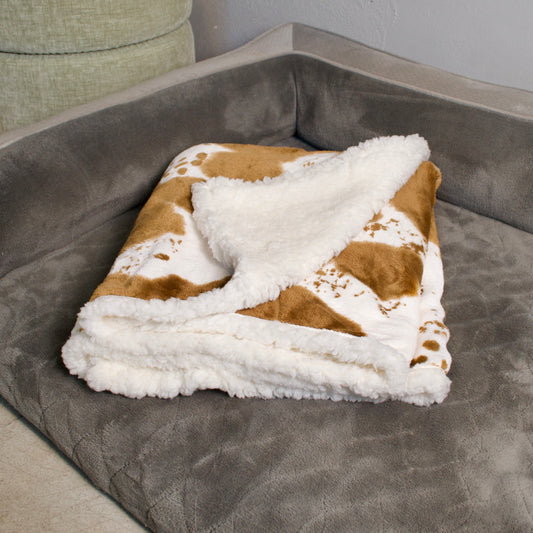 Cow Print Dog Throw Blanket