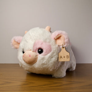 Personalized Pink Holstein Cow Plush With Cow Tag