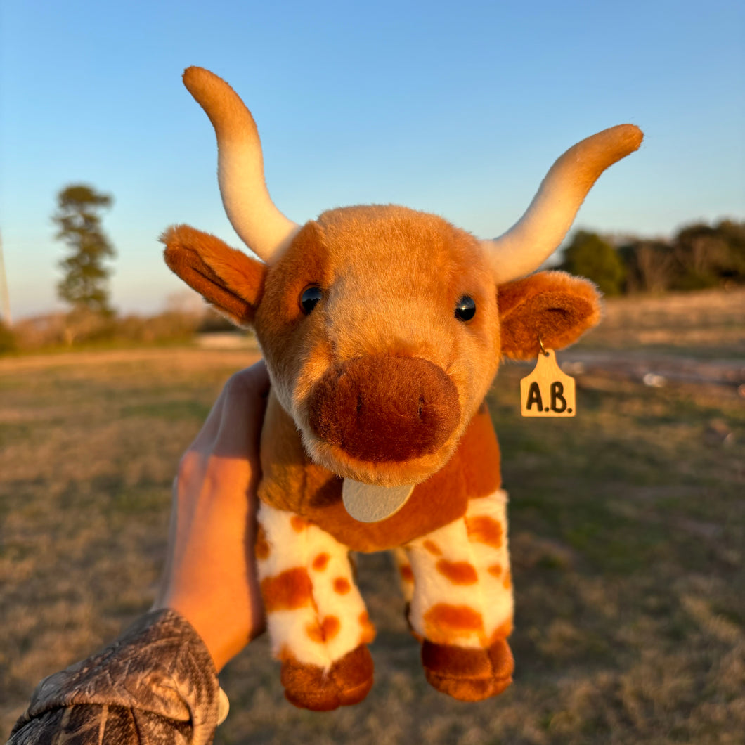 Personalized Standing Longhorn Plush With Cow Tag