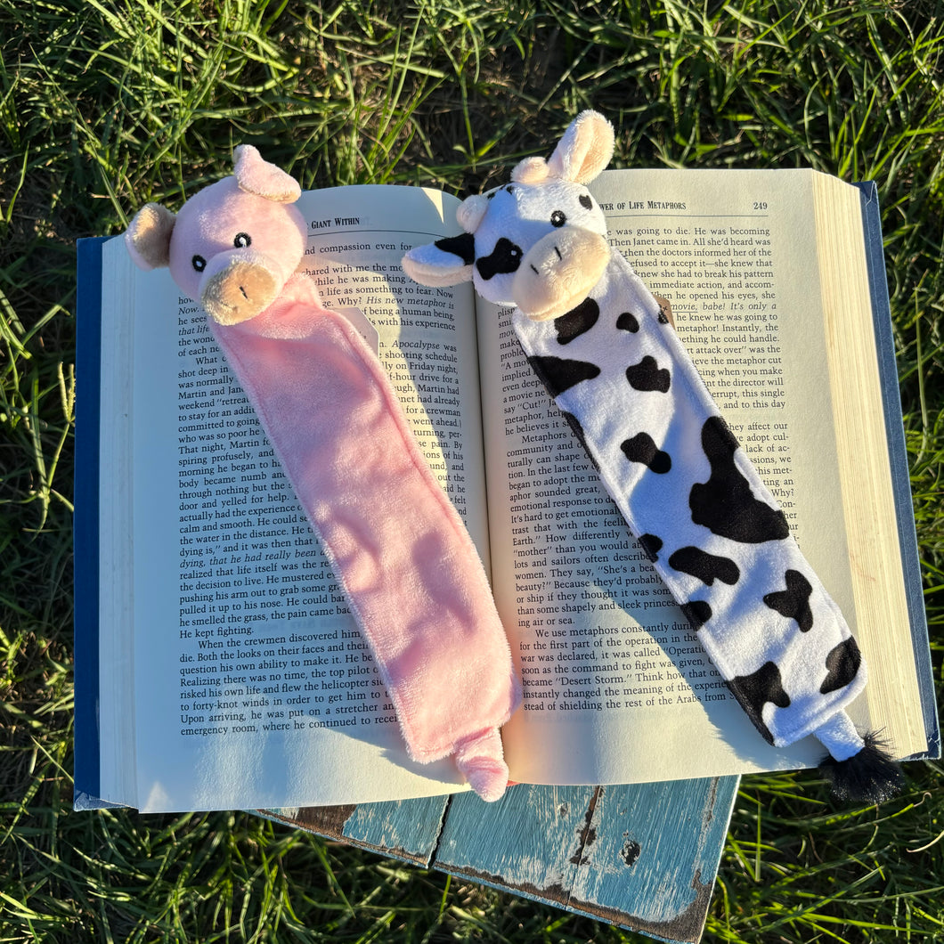 Cow & Pig Plush Bookmarks
