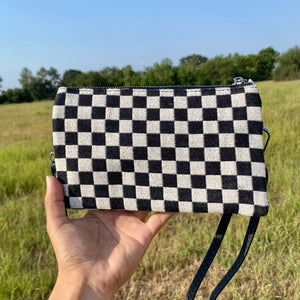 Checkered Wristlet/Crossbody bag