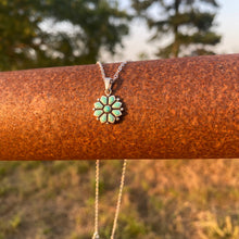 Load image into Gallery viewer, 16” Sterling Silver Turquoise Flower Necklace
