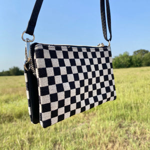 Checkered Wristlet/Crossbody bag