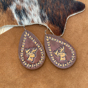 Tooled Deer Earrings