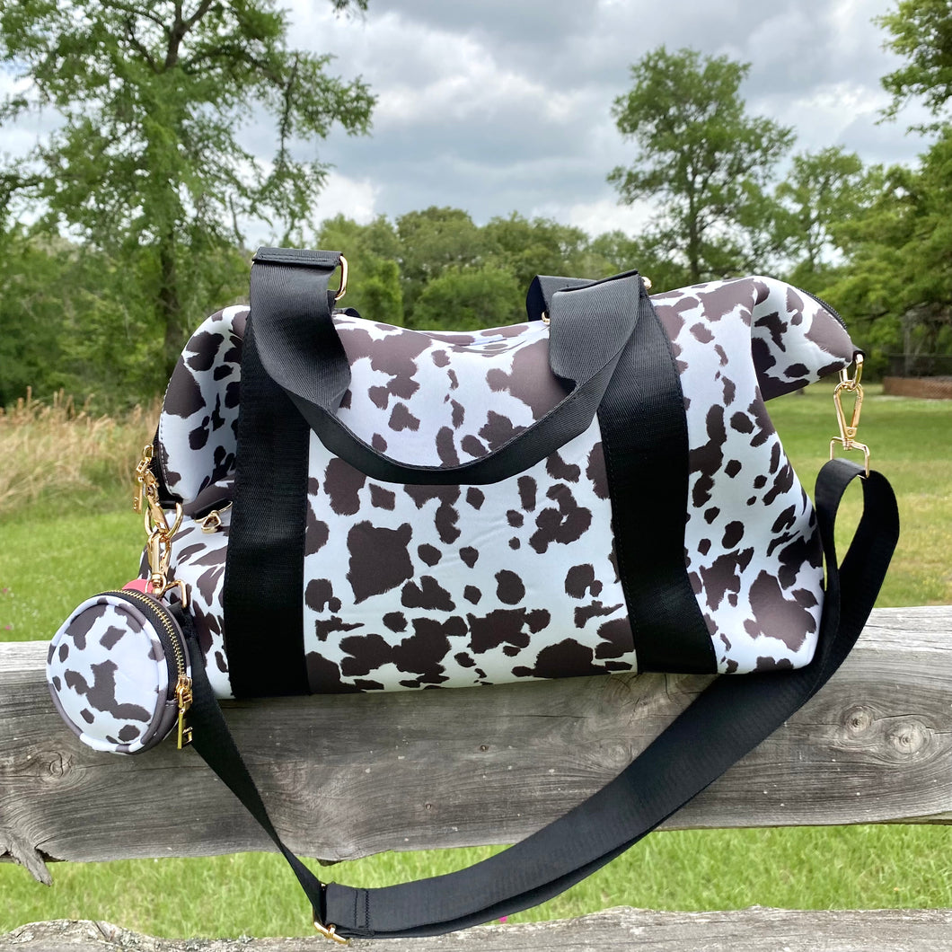 Cow Print Neoprene Duffle Bag