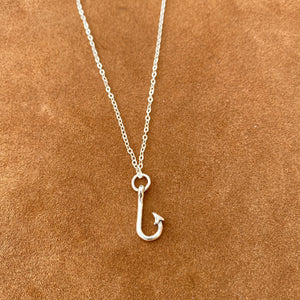 16” Sterling Silver Fishing Hook Necklace