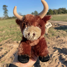 Load image into Gallery viewer, Personalized Small Brown cow plush with cow tag
