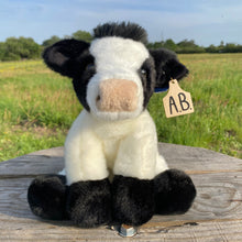 Load image into Gallery viewer, Personalized Holstein Cow Plush with cow tag

