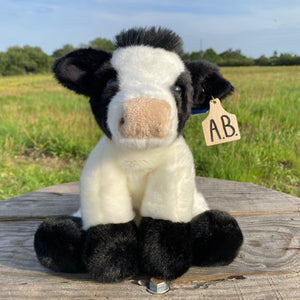 Personalized Holstein Cow Plush with cow tag