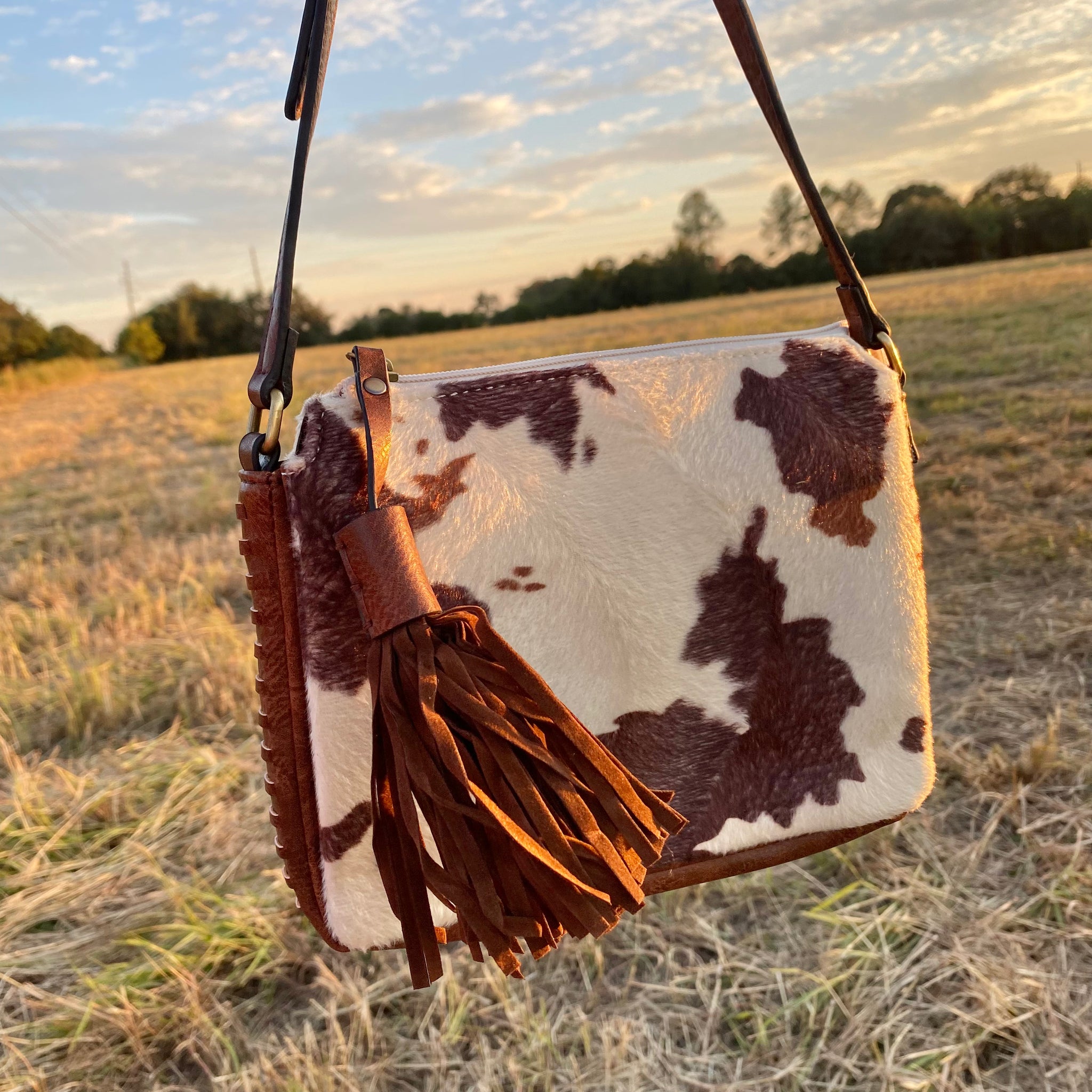 crossbody cow print purse